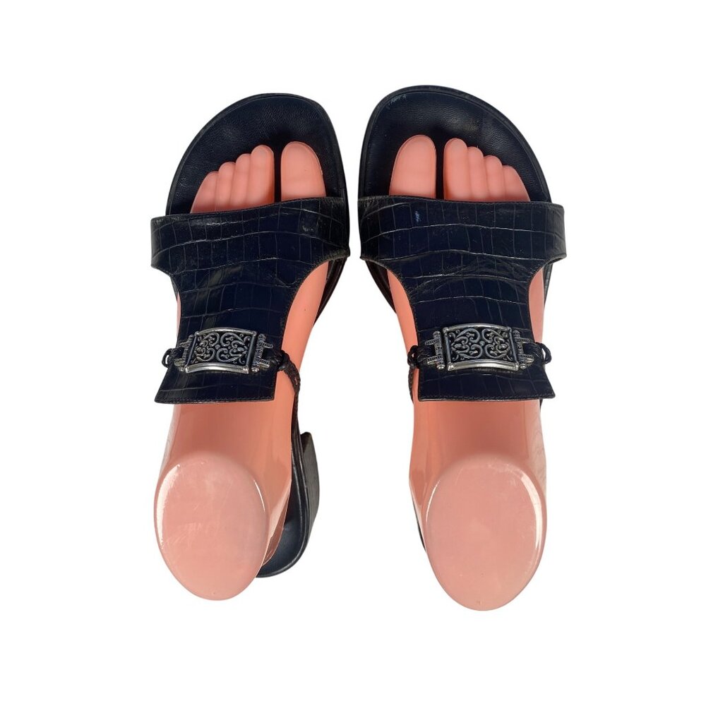 Brighton Mavis Slide Sandal in Black Crocodile Women's 10 - Picture 13 of 14